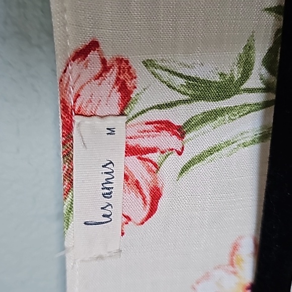 Les Amis Romantic Beachy Spring Summer Retro medium floral square neck blouse - Picture 3 of 7